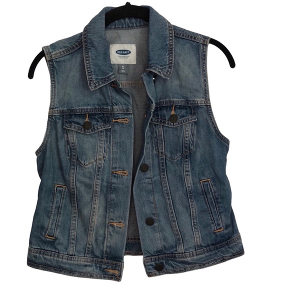 NEW NWT OLD NAVY Y2K Sleeveless denim jacket/ denim vest / jean vest size XS - Picture 1 of 11